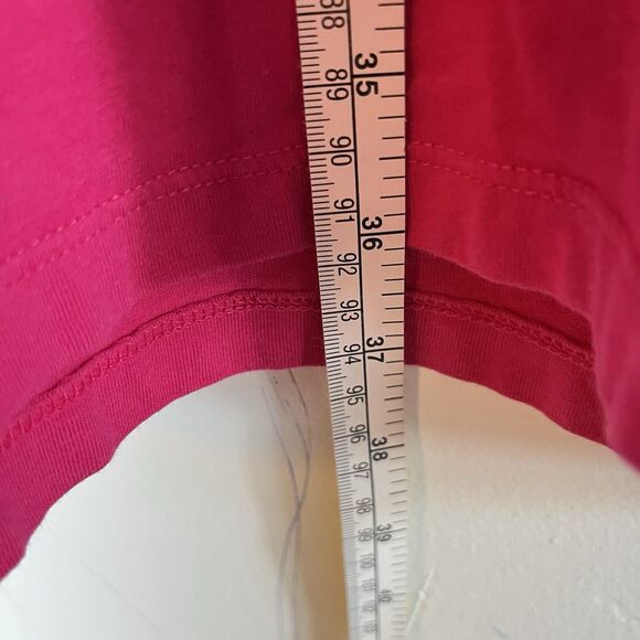 Lands End Pink Sz 2X Knee Length Sleeveless Dress Spilt Neck Embroidered Pockets - Picture 7 of 8